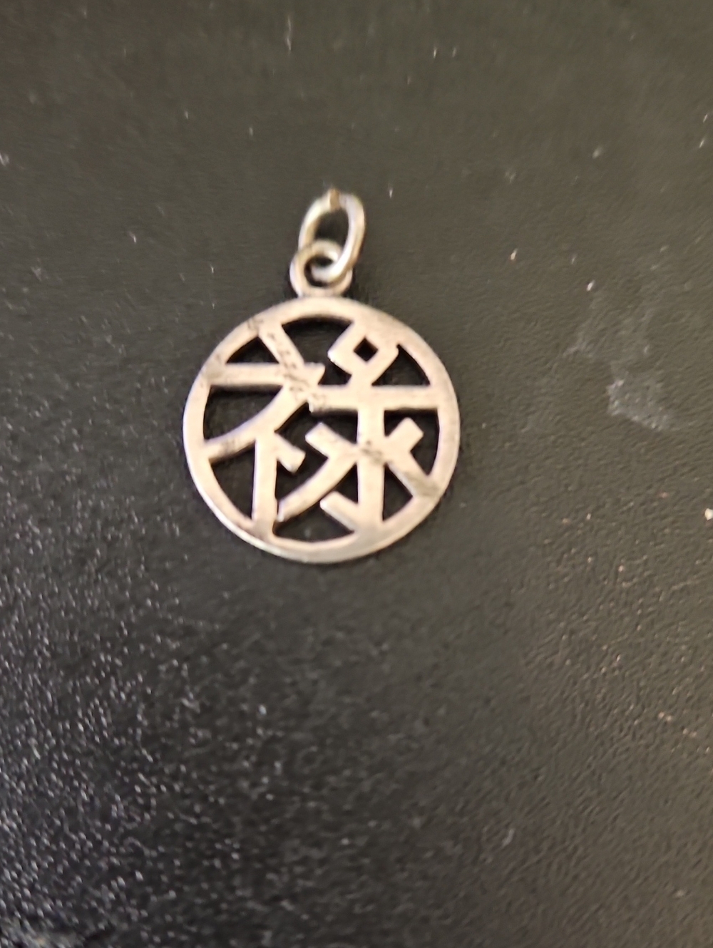 Silver Round Chinese Symbol "LOVE" Pendant Necklace Charm